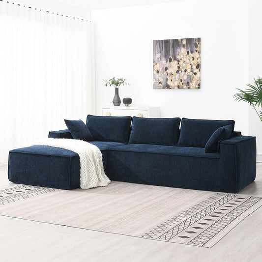 Minimalist Style Modular Sectional Sofa,Wrinkle-Resistant Chenille Couch Set,L-Shaped Compressed Sofa For Living Room