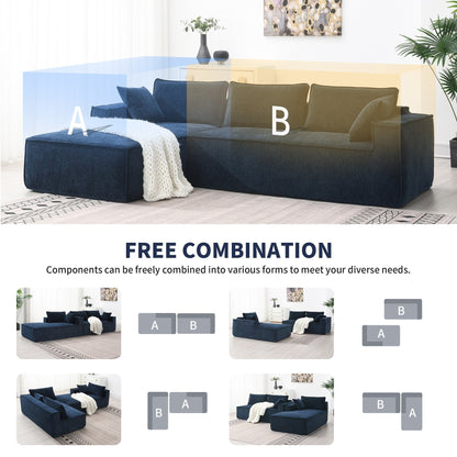 Minimalist Style Modular Sectional Sofa,Wrinkle-Resistant Chenille Couch Set,L-Shaped Compressed Sofa For Living Room