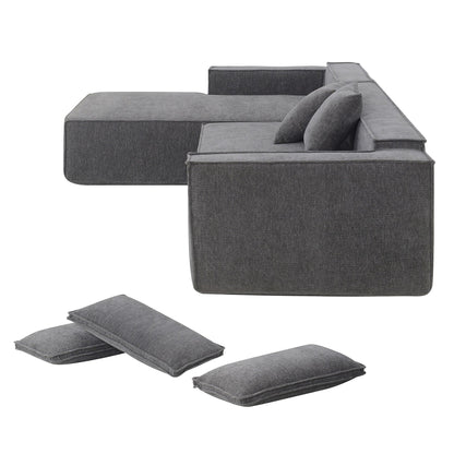 Minimalist Style Modular Sectional Sofa,Wrinkle-Resistant Chenille Couch Set,L-Shaped Compressed Sofa For Living Room