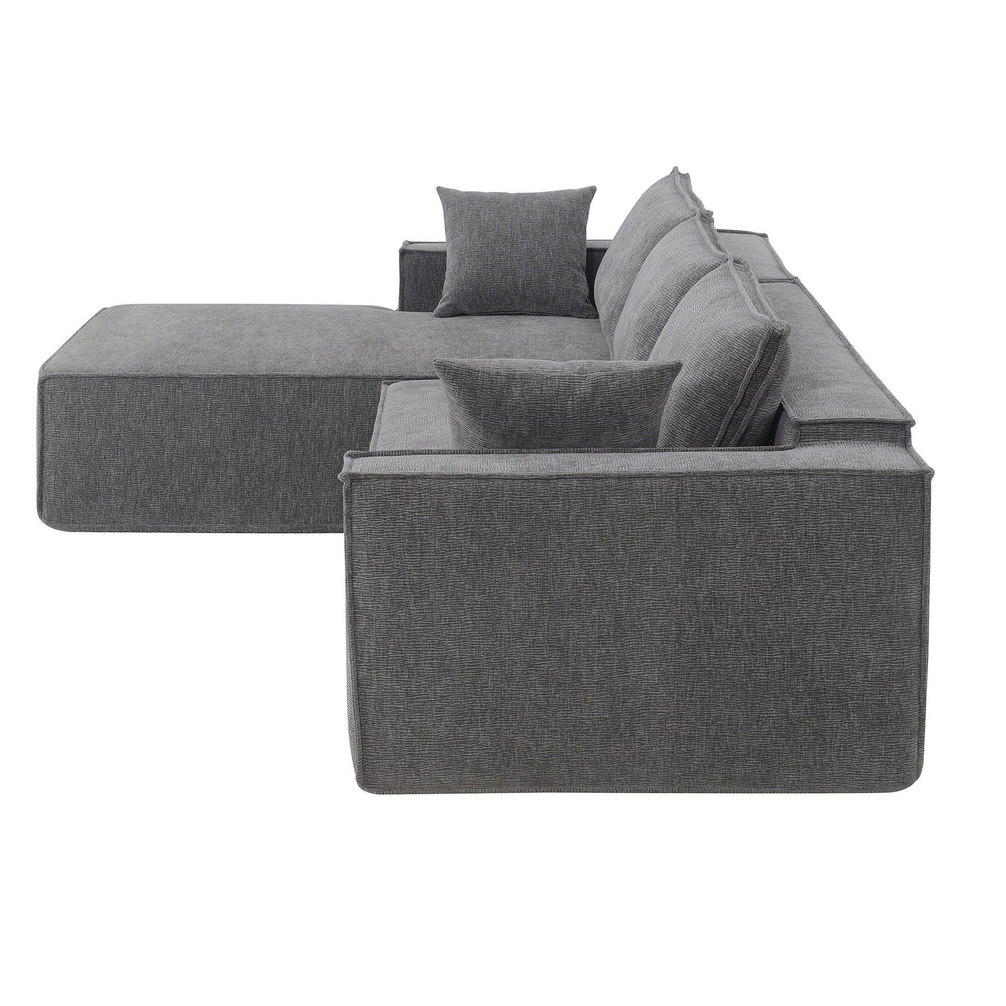 Minimalist Style Modular Sectional Sofa,Wrinkle-Resistant Chenille Couch Set,L-Shaped Compressed Sofa For Living Room