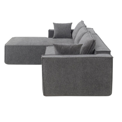 Minimalist Style Modular Sectional Sofa,Wrinkle-Resistant Chenille Couch Set,L-Shaped Compressed Sofa For Living Room