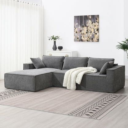 Minimalist Style Modular Sectional Sofa,Wrinkle-Resistant Chenille Couch Set,L-Shaped Compressed Sofa For Living Room