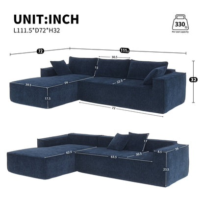 Minimalist Style Modular Sectional Sofa,Wrinkle-Resistant Chenille Couch Set,L-Shaped Compressed Sofa For Living Room