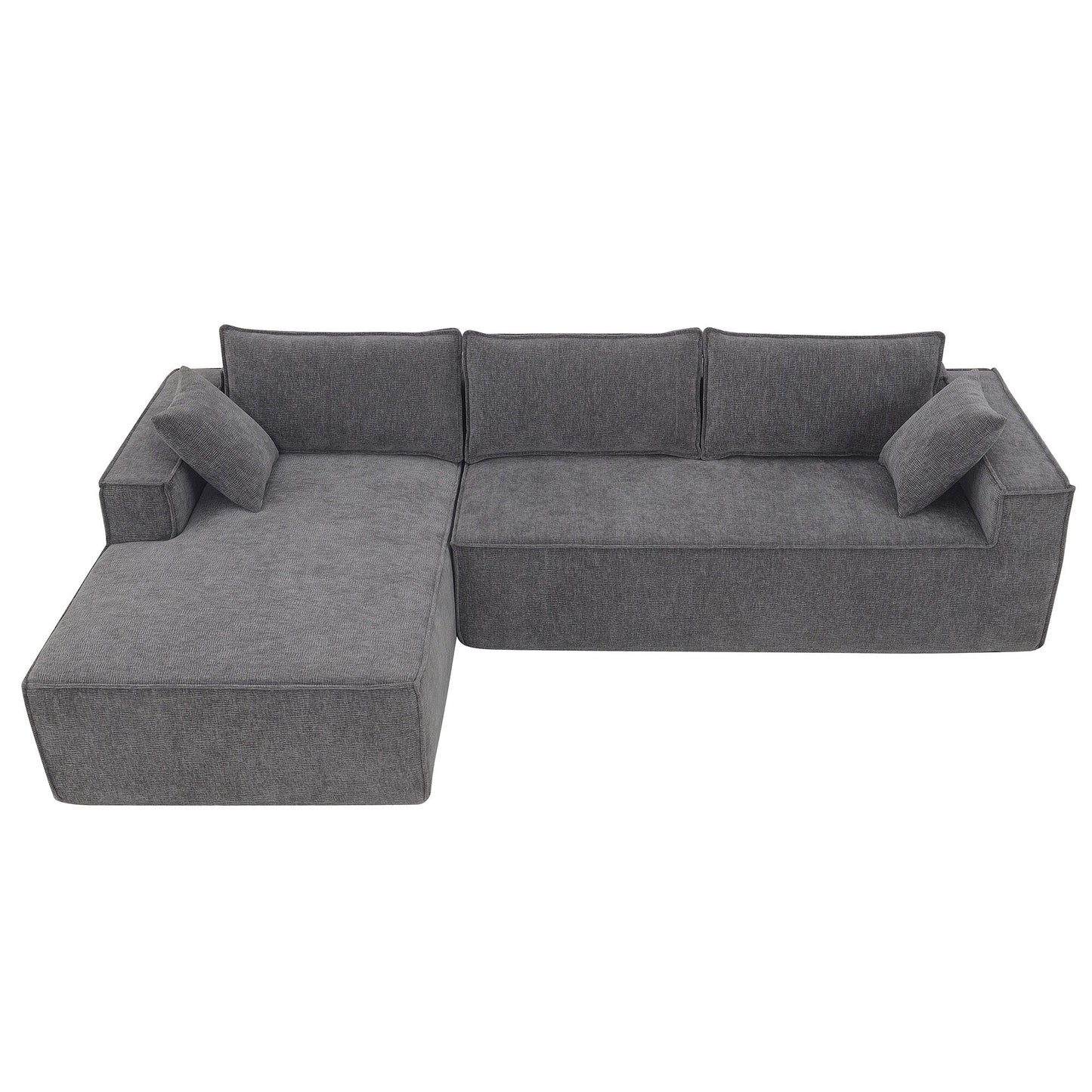 Minimalist Style Modular Sectional Sofa,Wrinkle-Resistant Chenille Couch Set,L-Shaped Compressed Sofa For Living Room