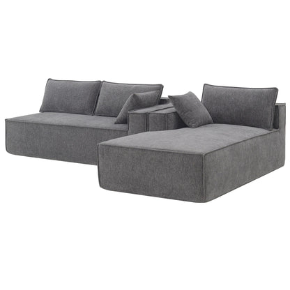 Minimalist Style Modular Sectional Sofa,Wrinkle-Resistant Chenille Couch Set,L-Shaped Compressed Sofa For Living Room