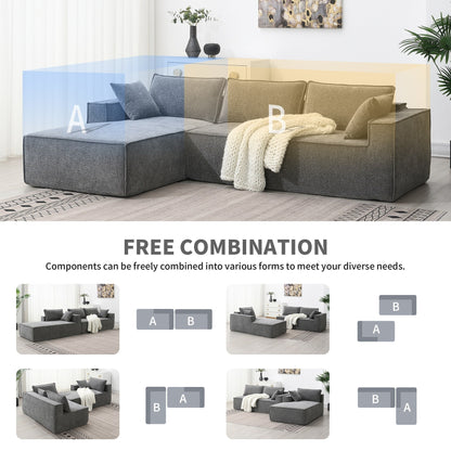 Minimalist Style Modular Sectional Sofa,Wrinkle-Resistant Chenille Couch Set,L-Shaped Compressed Sofa For Living Room
