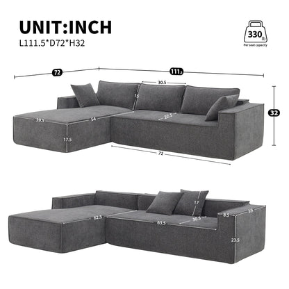 Minimalist Style Modular Sectional Sofa,Wrinkle-Resistant Chenille Couch Set,L-Shaped Compressed Sofa For Living Room