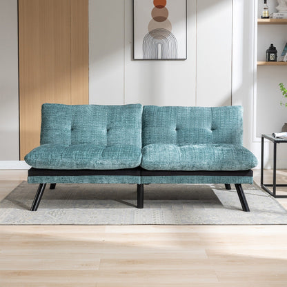 Mint Green Chenille Convertible Loveseat Futon Sofa Bed