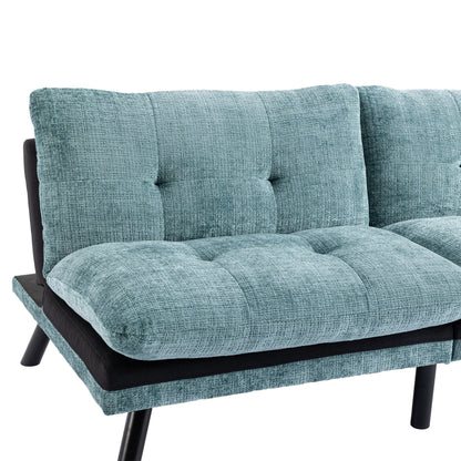 Mint Green Chenille Convertible Loveseat Futon Sofa Bed