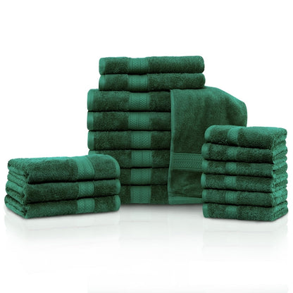 Hochwertiges Viskose-Handtuchset aus Bambus und Baumwolle, 18-teilig (6 Bade-, 6 Hand- und 6 Gesichtstücher)