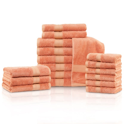 Hochwertiges Viskose-Handtuchset aus Bambus und Baumwolle, 18-teilig (6 Bade-, 6 Hand- und 6 Gesichtstücher)