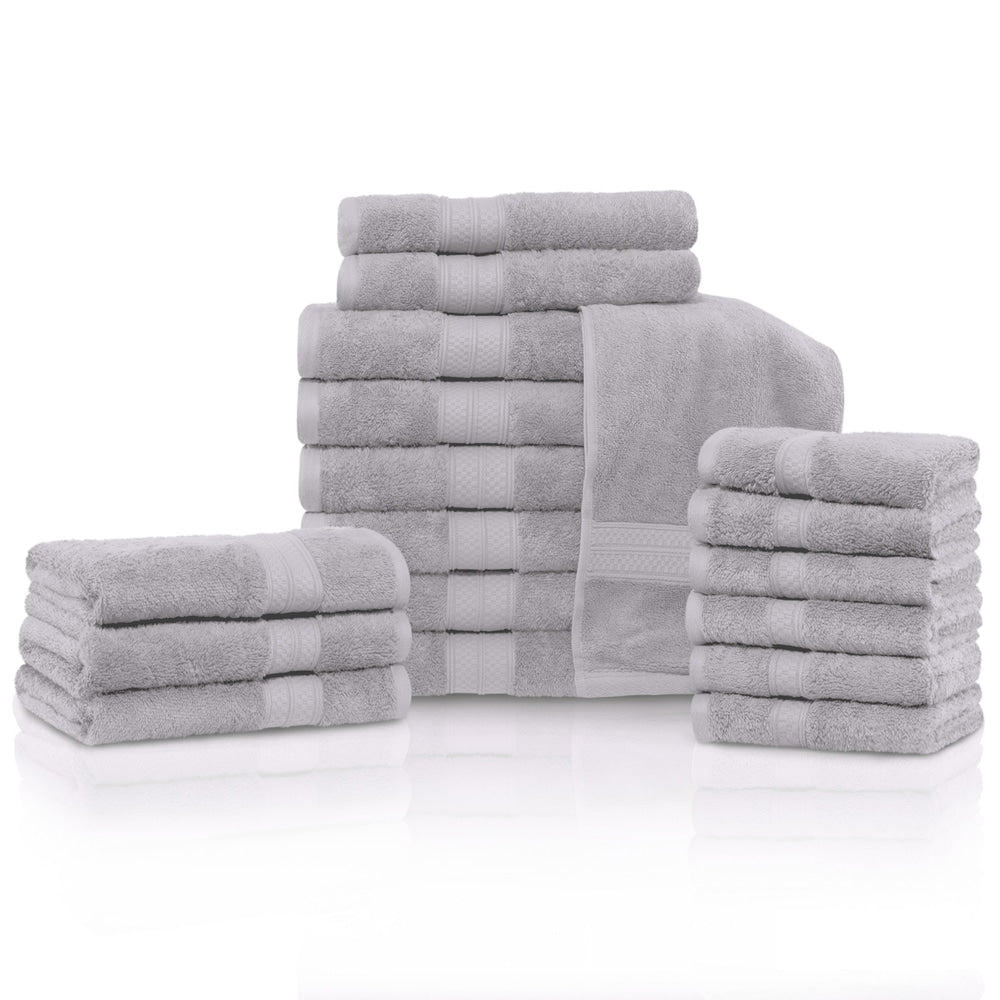 Hochwertiges Viskose-Handtuchset aus Bambus und Baumwolle, 18-teilig (6 Bade-, 6 Hand- und 6 Gesichtstücher)