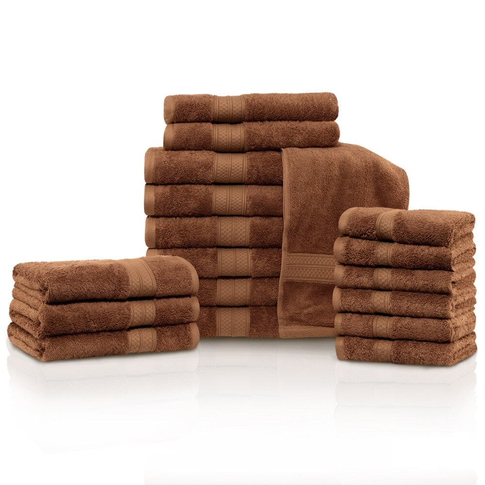 Hochwertiges Viskose-Handtuchset aus Bambus und Baumwolle, 18-teilig (6 Bade-, 6 Hand- und 6 Gesichtstücher)