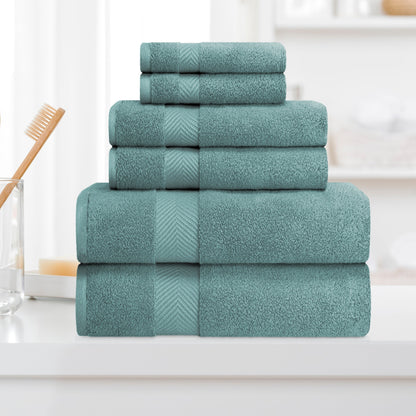 6-teiliges Handtuchset aus äußerst weicher und saugfähiger Zero Twist-Baumwolle