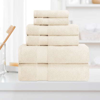 6-teiliges Handtuchset aus äußerst weicher und saugfähiger Zero Twist-Baumwolle