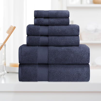6-teiliges Handtuchset aus äußerst weicher und saugfähiger Zero Twist-Baumwolle
