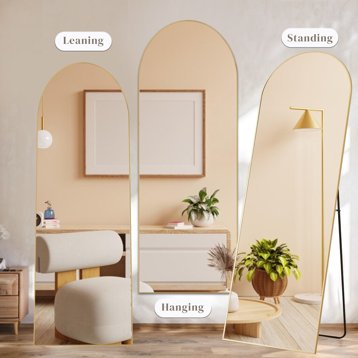 Spiegel Ganzkörper-Wandspiegel mit bruchsicherem Glas, bodenstehend für Schlafzimmer-Garderobe