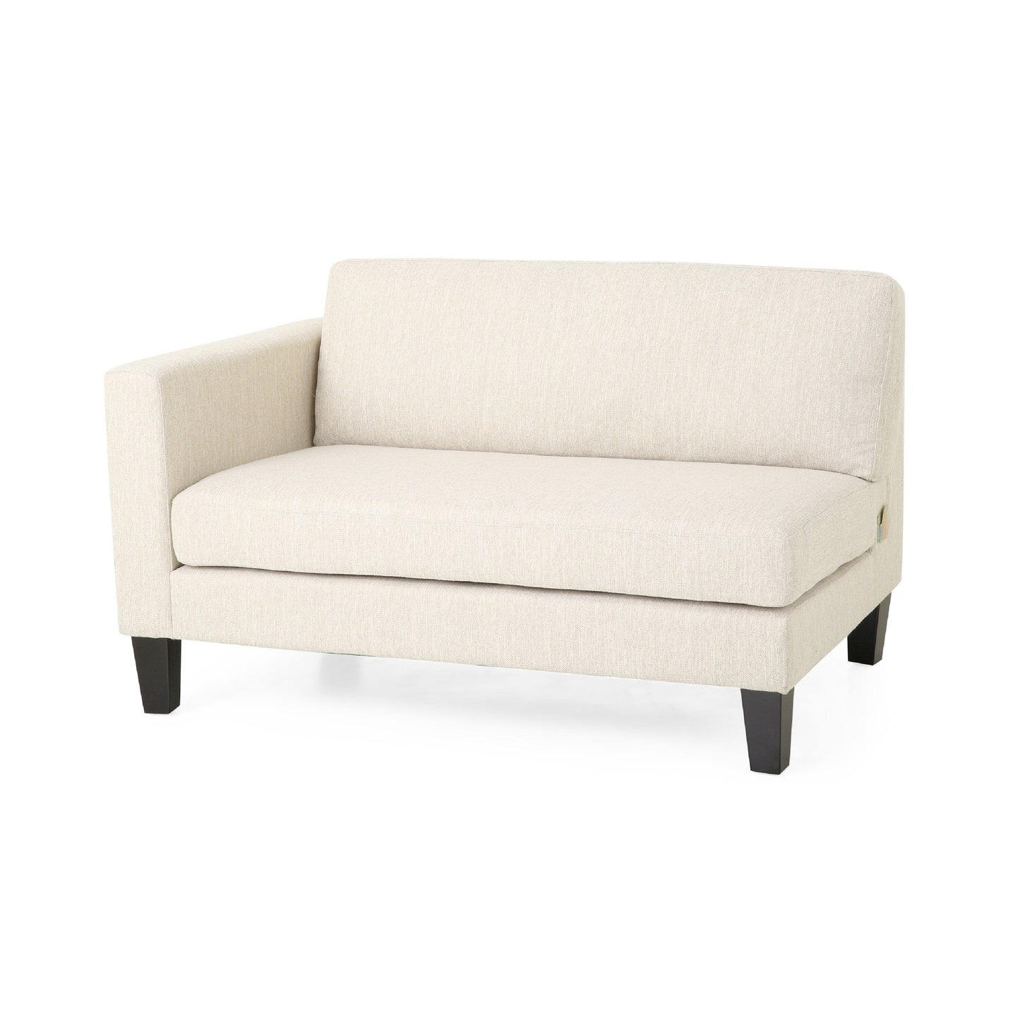 Miry 3 Seater Sofa with 2 Pillows, Birch Wood Legs, Beige Polyester