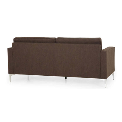 Miry 3 Seater Sofa, 2 Bolster Pillows, Silver Legs, Brown Polyester