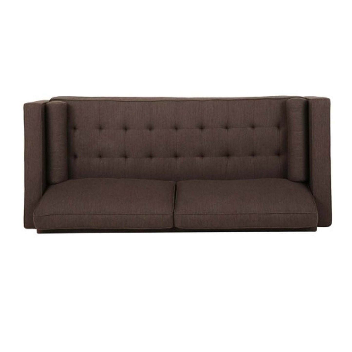 Miry 3 Seater Sofa, 2 Bolster Pillows, Silver Legs, Brown Polyester
