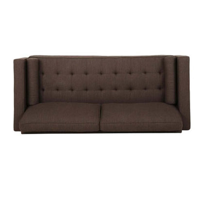Miry 3 Seater Sofa, 2 Bolster Pillows, Silver Legs, Brown Polyester