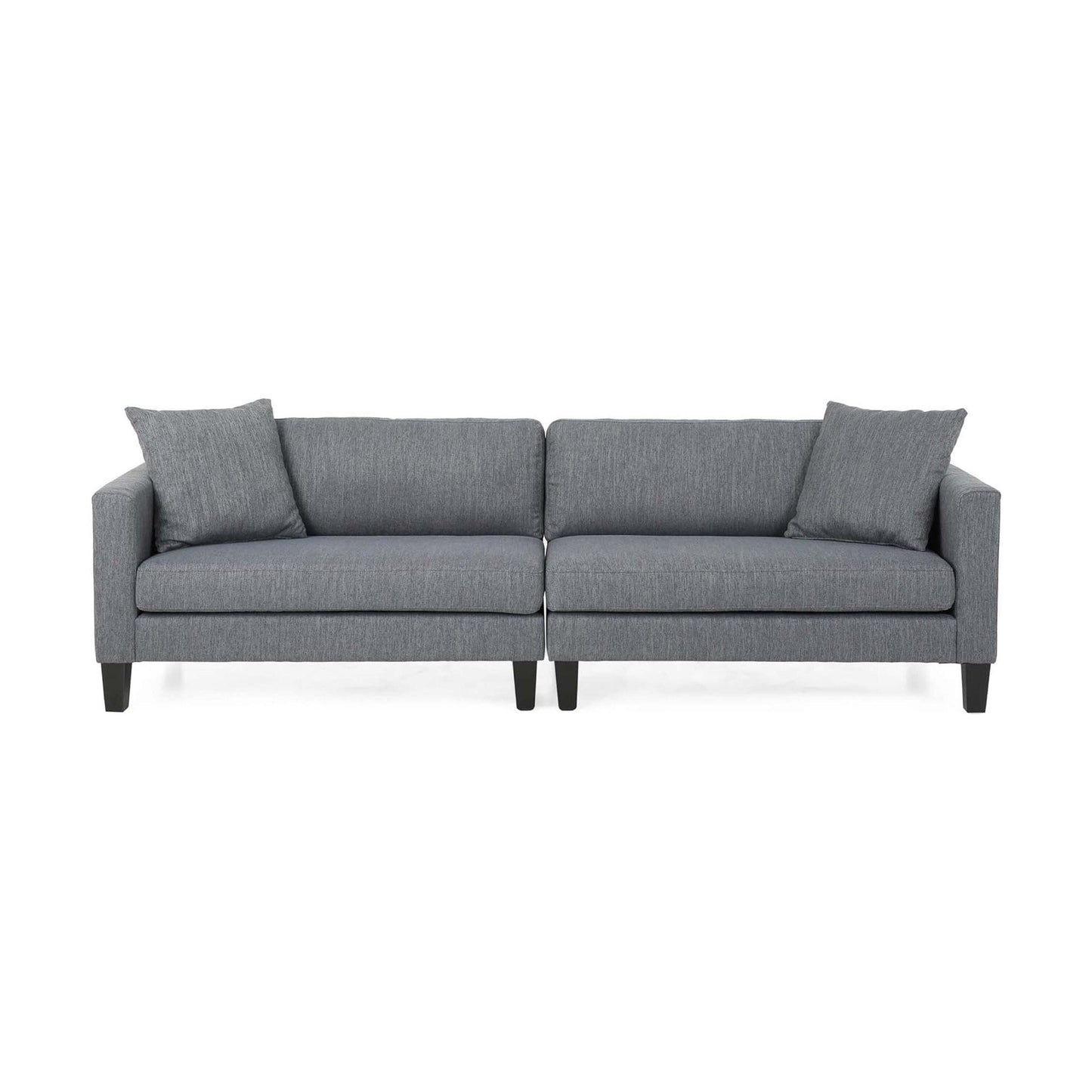 Miry 3 Seater Sofa, 2 Pillows, Birch Wood Legs, Classic Gray Polyester
