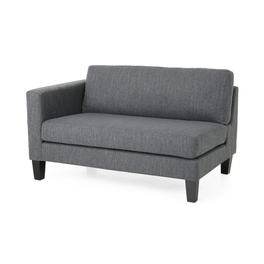 Miry 3 Seater Sofa, 2 Pillows, Birch Wood Legs, Classic Gray Polyester