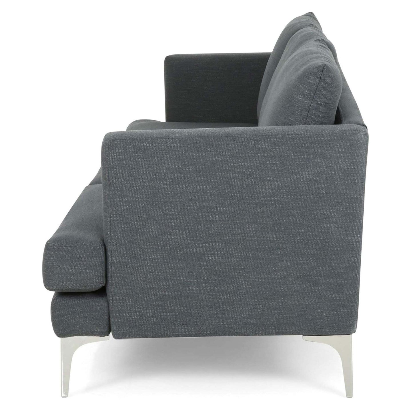 Miry 3 Seater Sofa, Silver Metal Legs, Dark Gray Textured Polyester