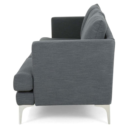 Miry 3 Seater Sofa, Silver Metal Legs, Dark Gray Textured Polyester