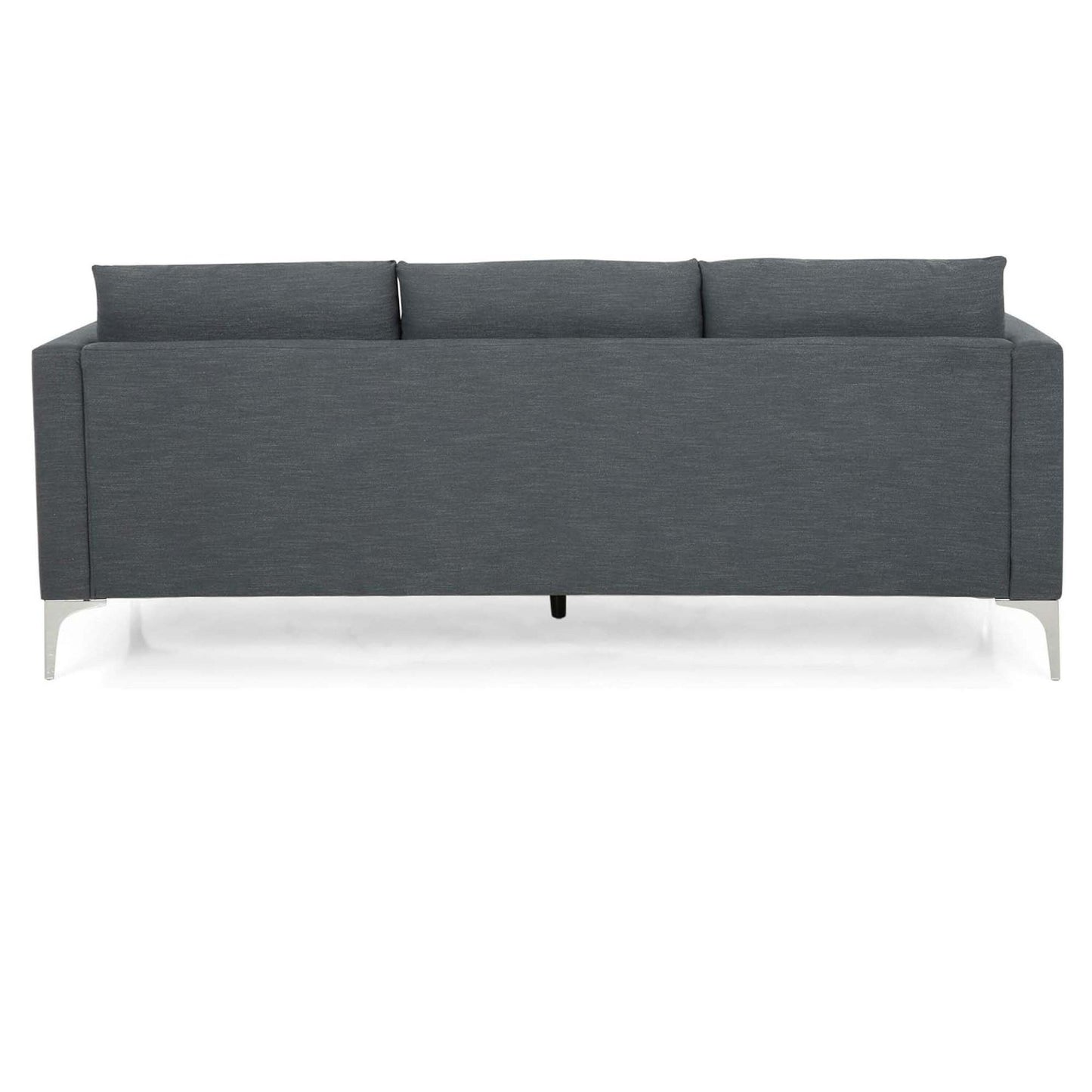 Miry 3 Seater Sofa, Silver Metal Legs, Dark Gray Textured Polyester