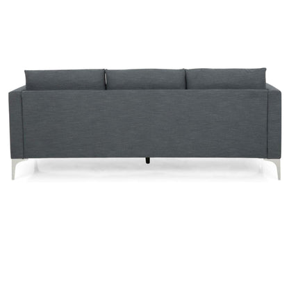 Miry 3 Seater Sofa, Silver Metal Legs, Dark Gray Textured Polyester