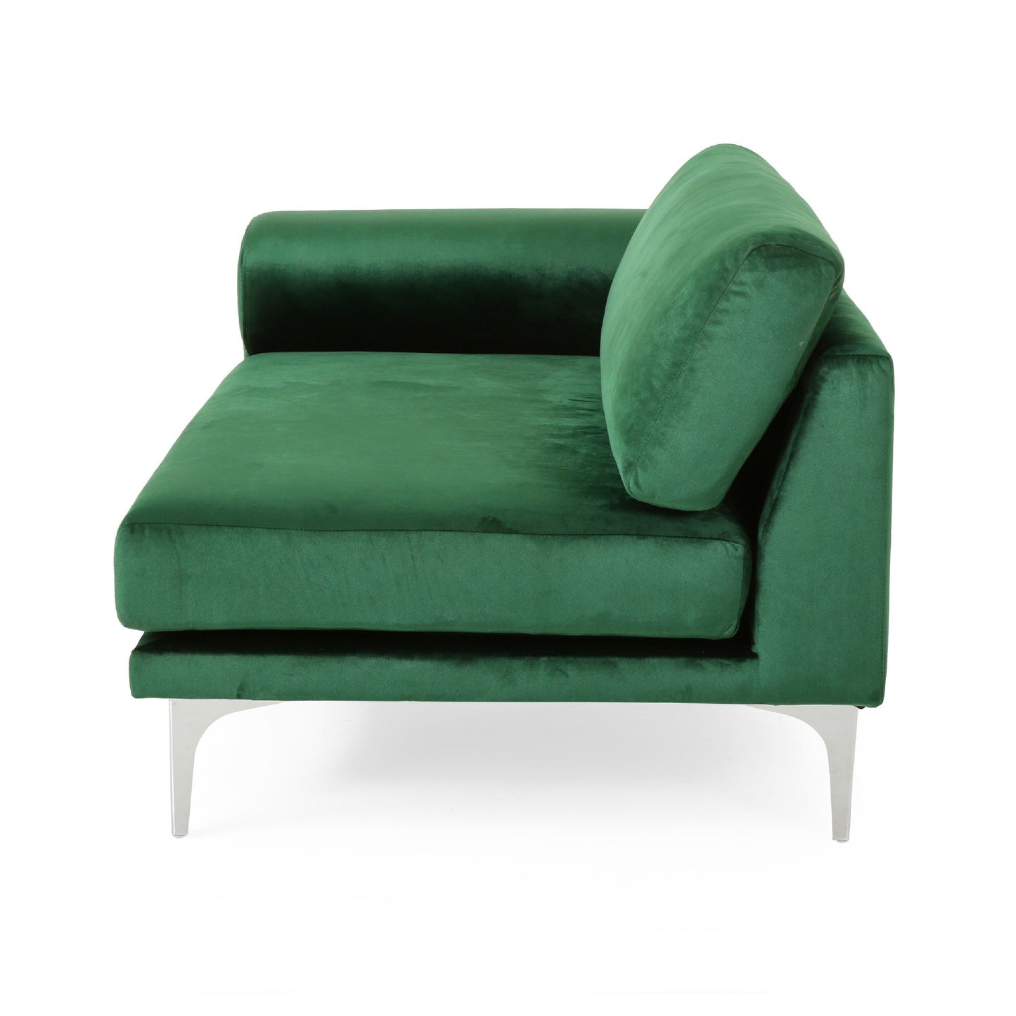 Miry 4 Seater Sofa, Contemporary Silver Legs, Emerald Green Velvet