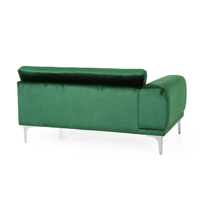 Miry 4 Seater Sofa, Contemporary Silver Legs, Emerald Green Velvet