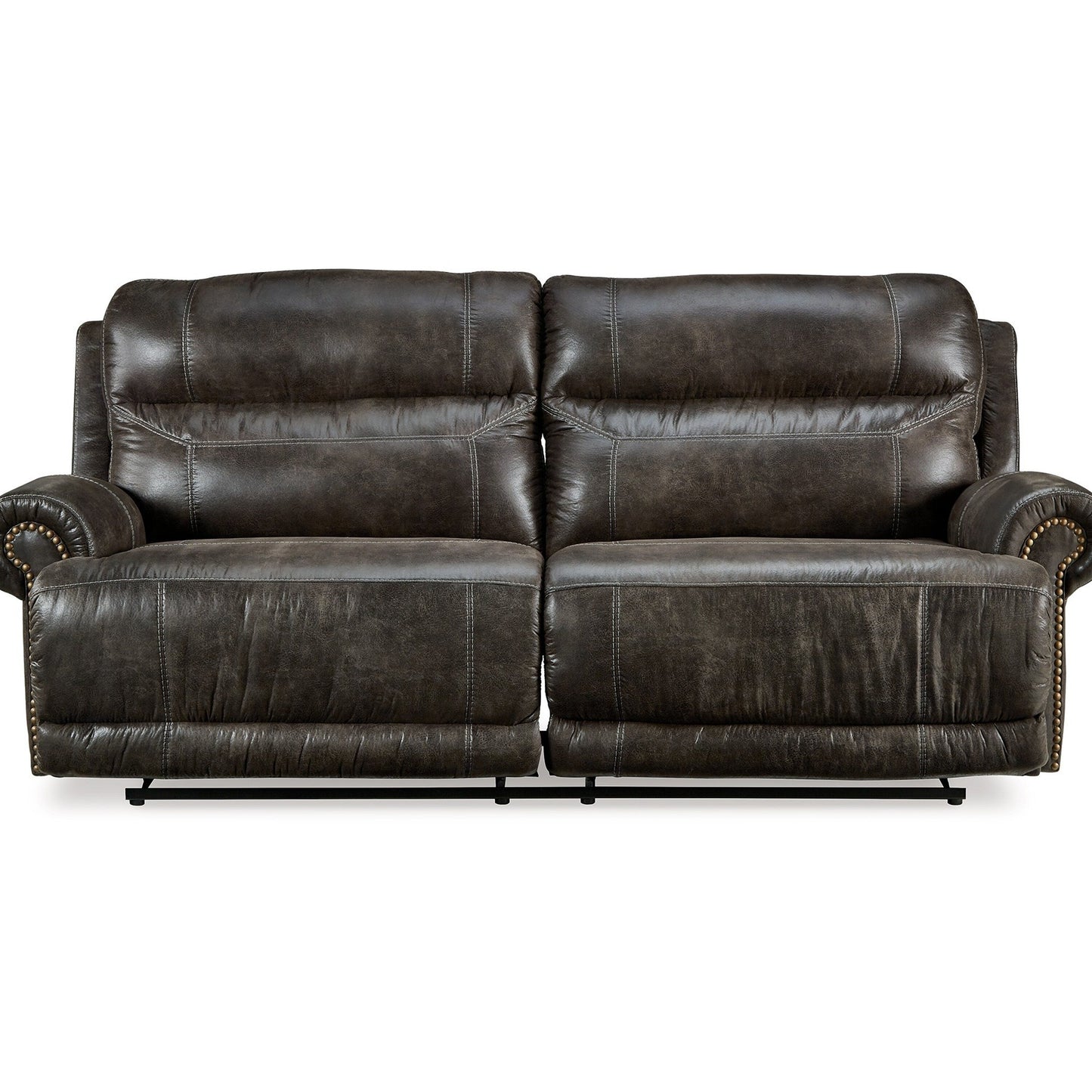 Mitch Power Recliner Sofa, Dark Gray Faux Leather 90 Inch