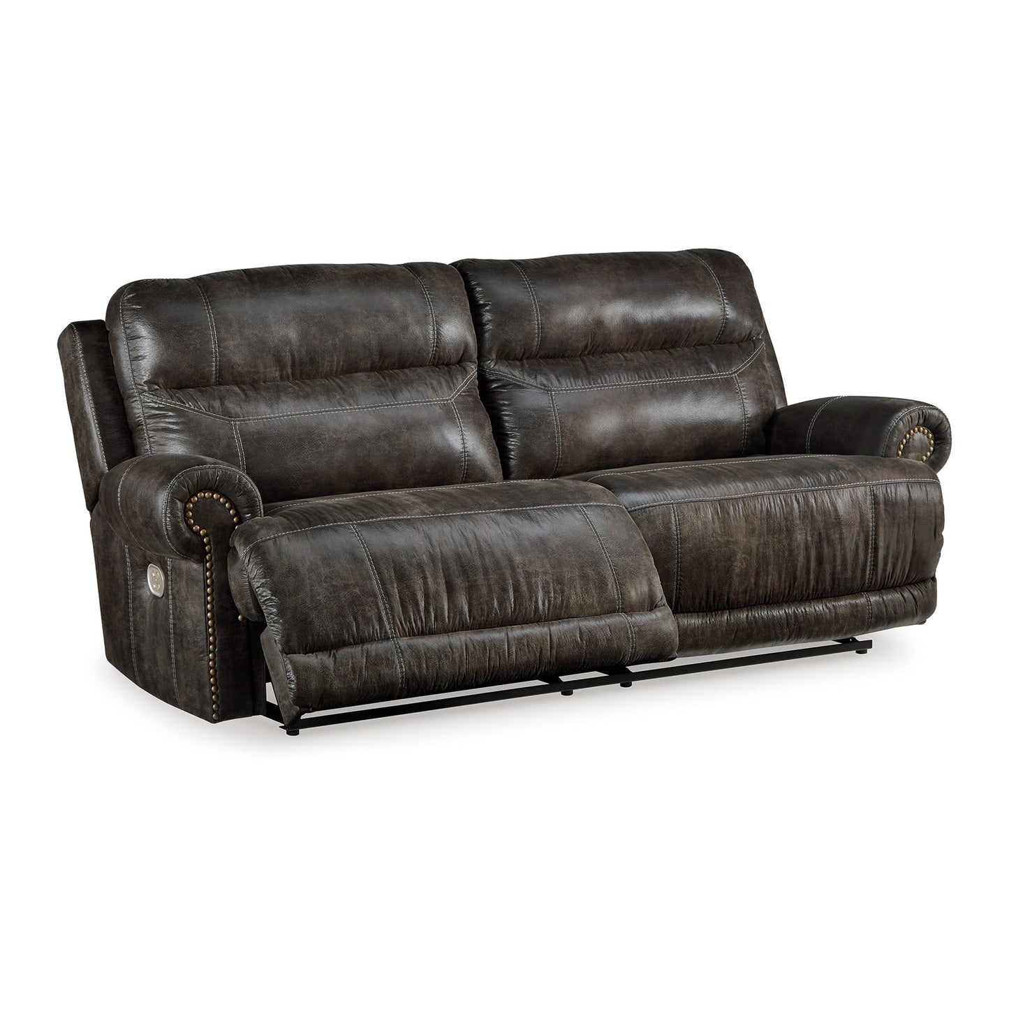 Mitch Power Recliner Sofa, Dark Gray Faux Leather 90 Inch