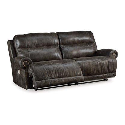 Mitch Power Recliner Sofa, Dark Gray Faux Leather 90 Inch