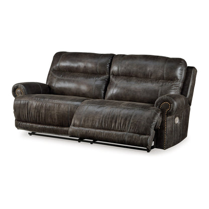 Mitch Power Recliner Sofa, Dark Gray Faux Leather 90 Inch