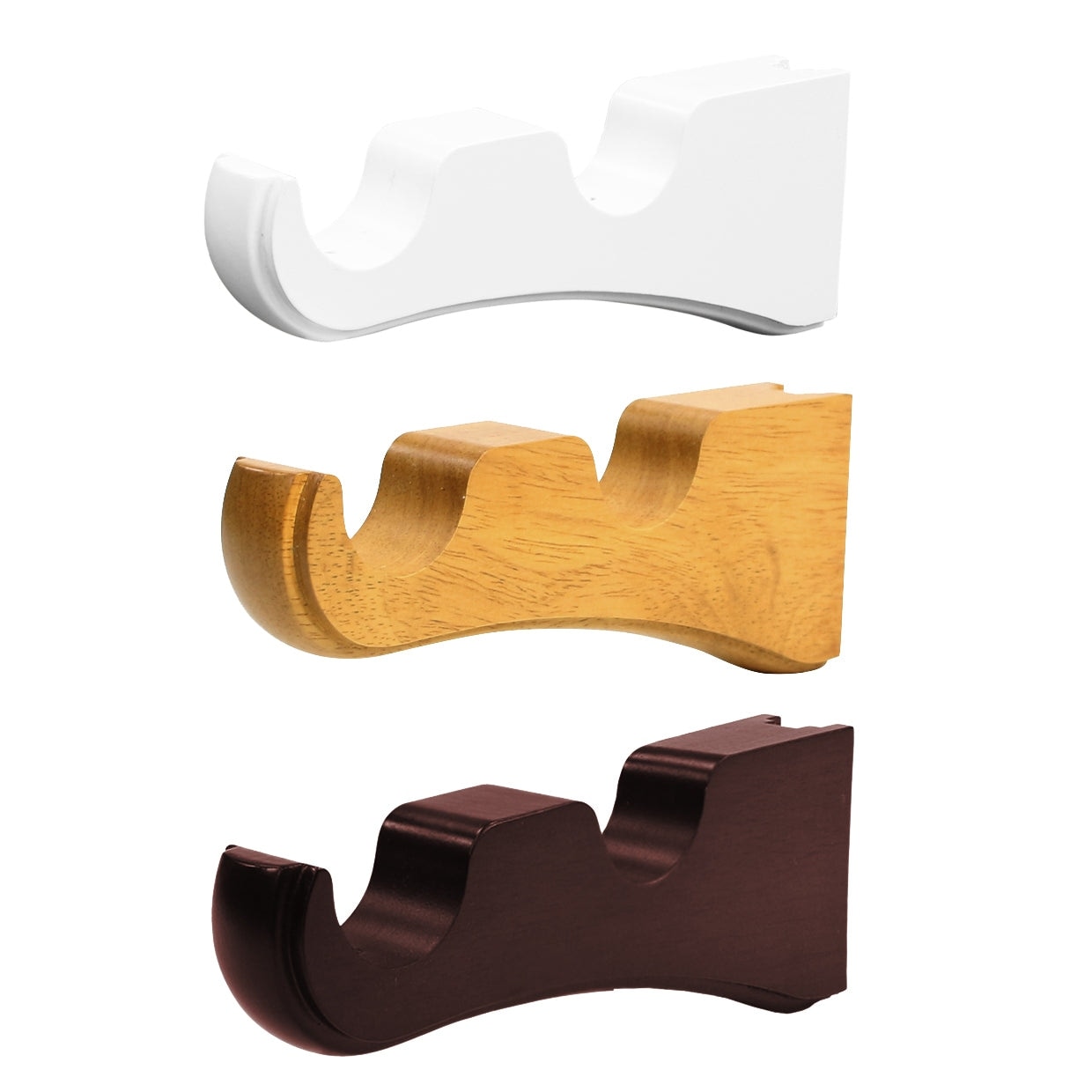 Mix &amp; Match Einzel-/Doppel-Gardinenstangenhalterung aus Holz