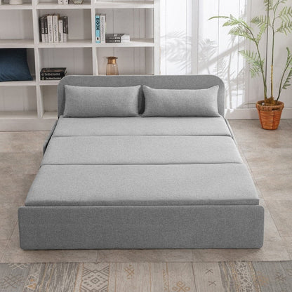 Mixoy Linen 2-in-1 Convertible Sofa Bed,Twin/Queen Pull Out Sleeper Sofa with Mattress,Cushions