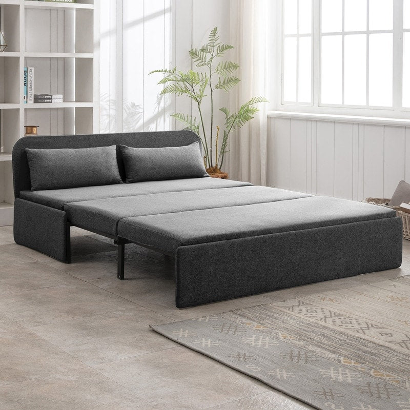 Mixoy Linen 2-in-1 Convertible Sofa Bed,Twin/Queen Pull Out Sleeper Sofa with Mattress,Cushions