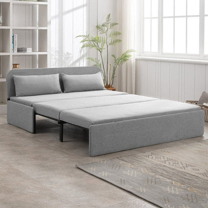 Mixoy Linen 2-in-1 Convertible Sofa Bed,Twin/Queen Pull Out Sleeper Sofa with Mattress,Cushions