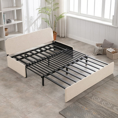 Mixoy Linen 2-in-1 Convertible Sofa Bed,Twin/Queen Pull Out Sleeper Sofa with Mattress,Cushions