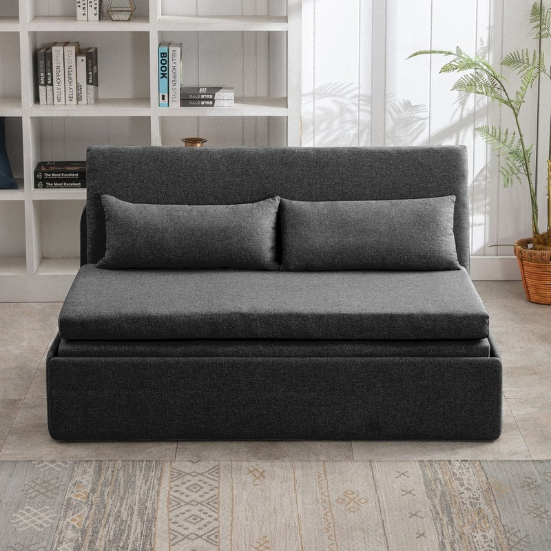 Mixoy Linen 2-in-1 Convertible Sofa Bed,Twin/Queen Pull Out Sleeper Sofa with Mattress,Cushions