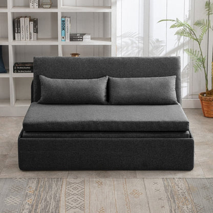 Mixoy Linen 2-in-1 Convertible Sofa Bed,Twin/Queen Pull Out Sleeper Sofa with Mattress,Cushions