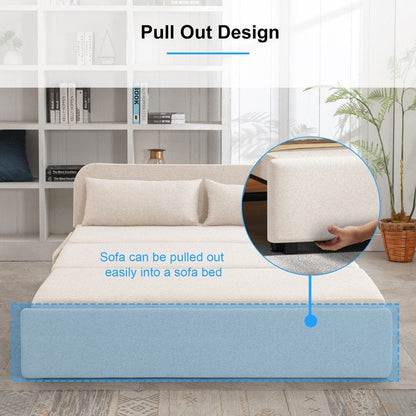 Mixoy Linen 2-in-1 Convertible Sofa Bed,Twin/Queen Pull Out Sleeper Sofa with Mattress,Cushions
