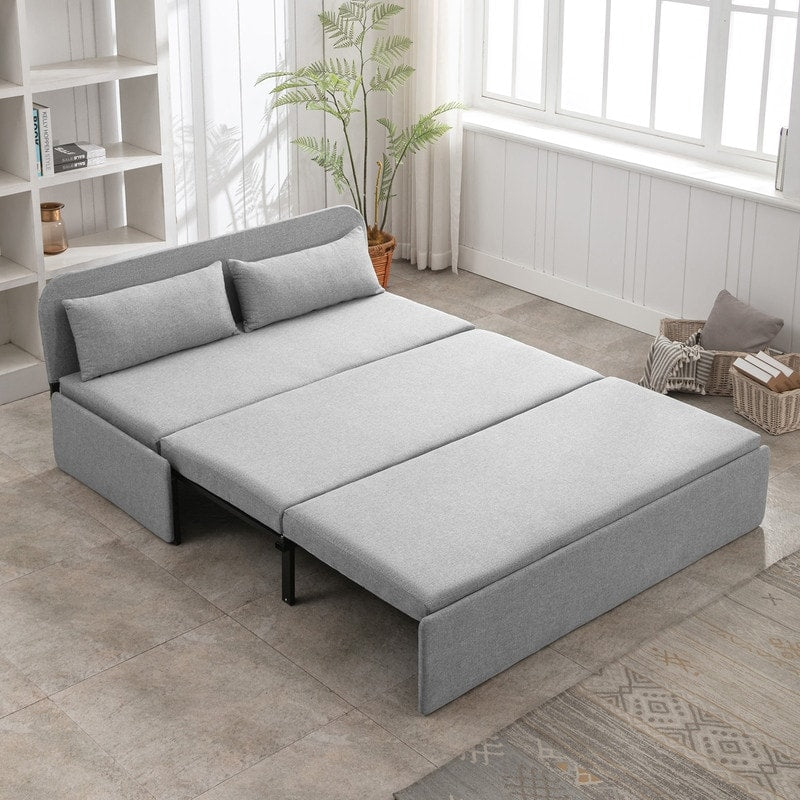 Mixoy Linen 2-in-1 Convertible Sofa Bed,Twin/Queen Pull Out Sleeper Sofa with Mattress,Cushions