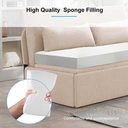 Mixoy Linen 2-in-1 Convertible Sofa Bed,Twin/Queen Pull Out Sleeper Sofa with Mattress,Cushions