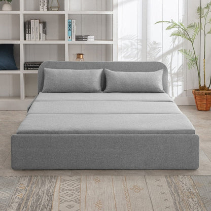 Mixoy Linen 2-in-1 Convertible Sofa Bed,Twin/Queen Pull Out Sleeper Sofa with Mattress,Cushions