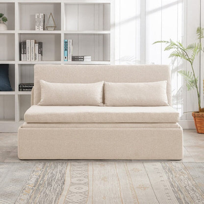 Mixoy Linen 2-in-1 Convertible Sofa Bed,Twin/Queen Pull Out Sleeper Sofa with Mattress,Cushions