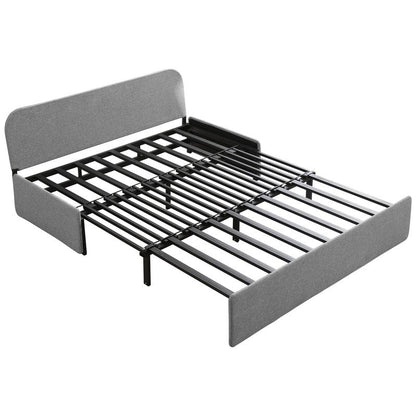 Mixoy Linen 2-in-1 Convertible Sofa Bed,Twin/Queen Pull Out Sleeper Sofa with Mattress,Cushions